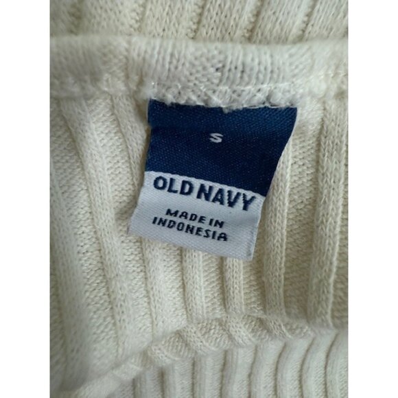 Old Navy Ivory White Ribbed Knit Tank Top Small Spaghetti Straps Stretchy V Neck - Picture 7 of 7